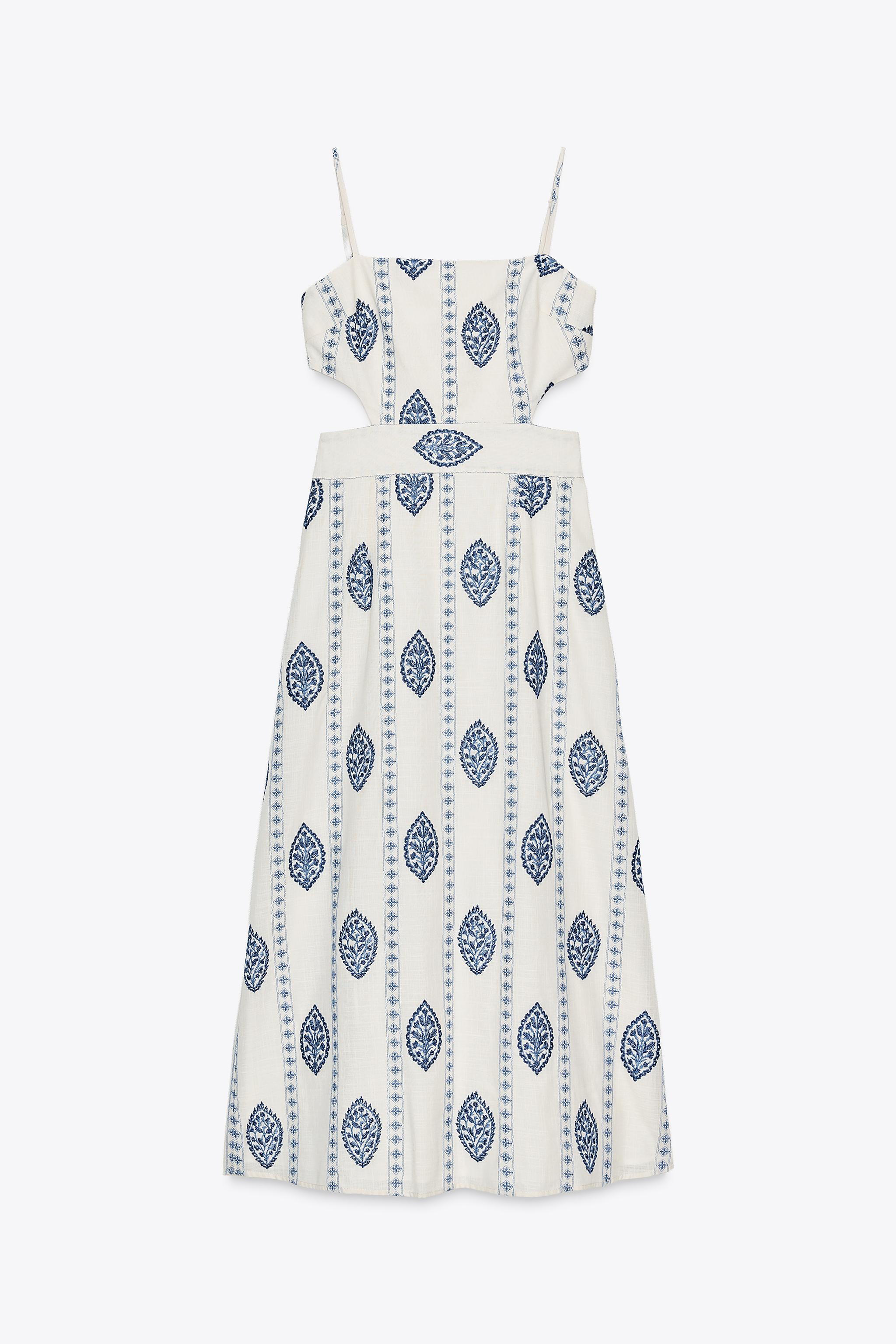 CUT OUT EMBROIDERED MIDI DRESS